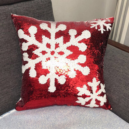 Snowflake Sequin Pillow Cover